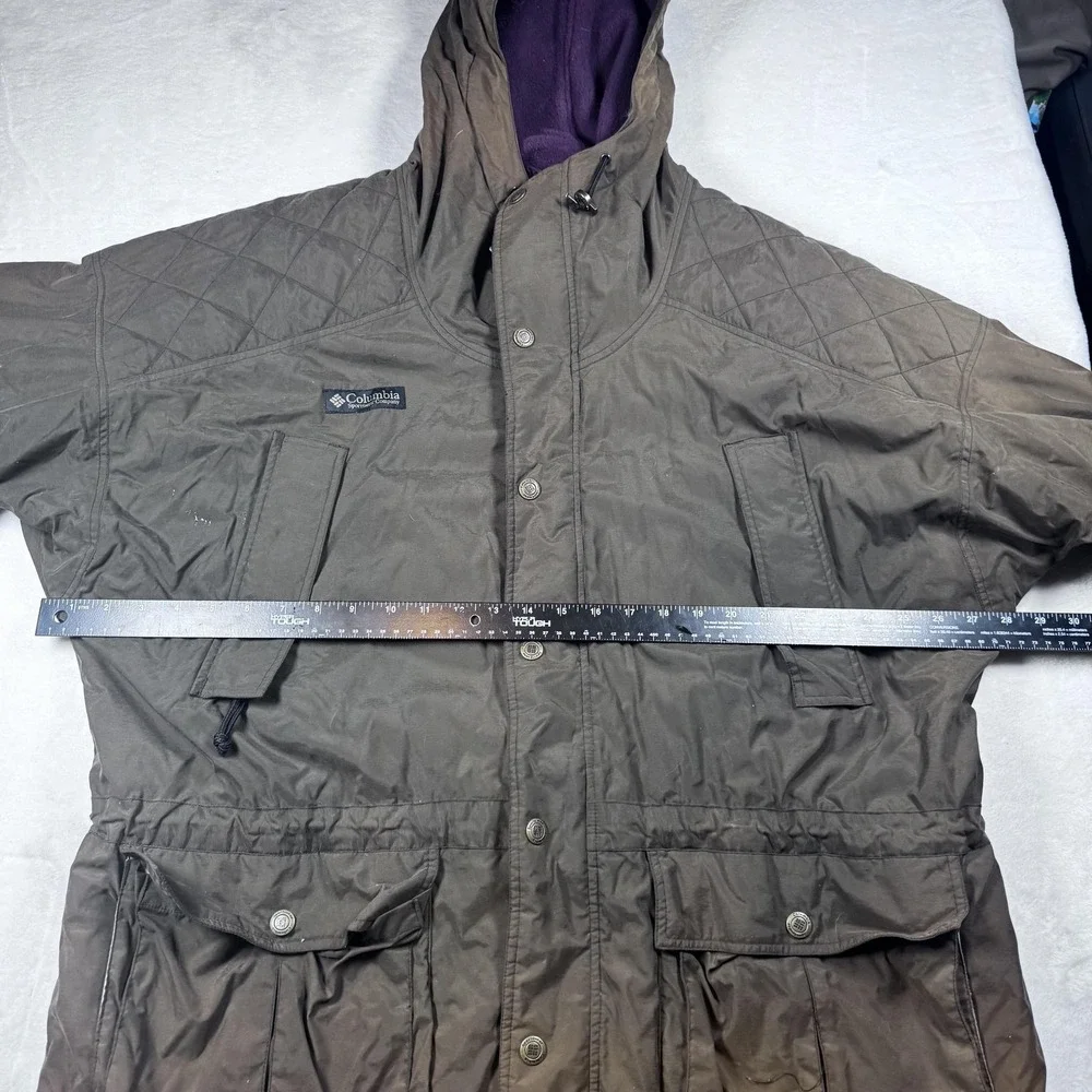Vintage Columbia 90s Hooded Parka Jacket Mens Medium Fits XL Brown Coat